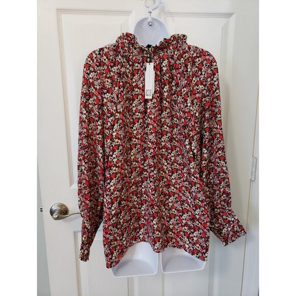 Sanctuary Floral Print Ruffle neck blouse Stitch Fix Size 1XL Cottagecore Office - Picture 7 of 8